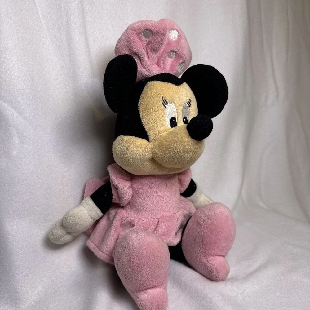 Disney Baby Minnie Mouse Plush Doll Rattle Baby‎ Infant Toy Polka Dot Ribbon 15